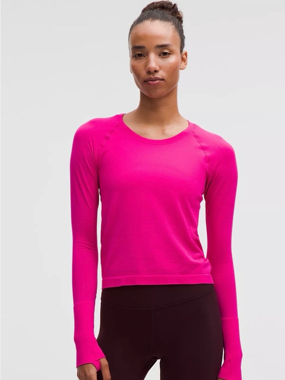 lululemon athletica Long-Sleeve Crewneck Top in Bright Pink